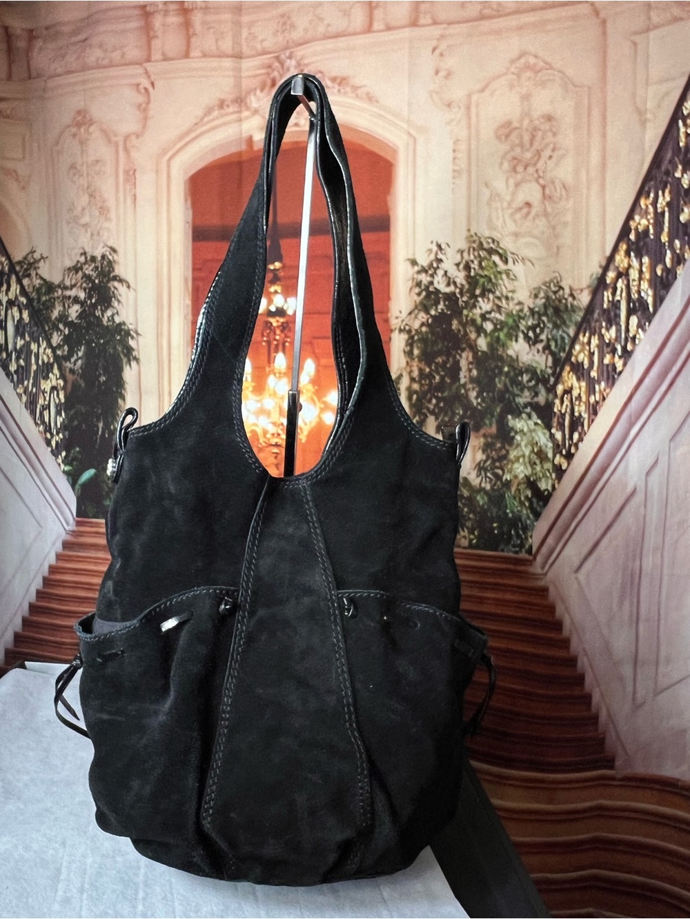 Vintage Lucky Brand Suede and Patent Leather Hobo Style Bag 🖤